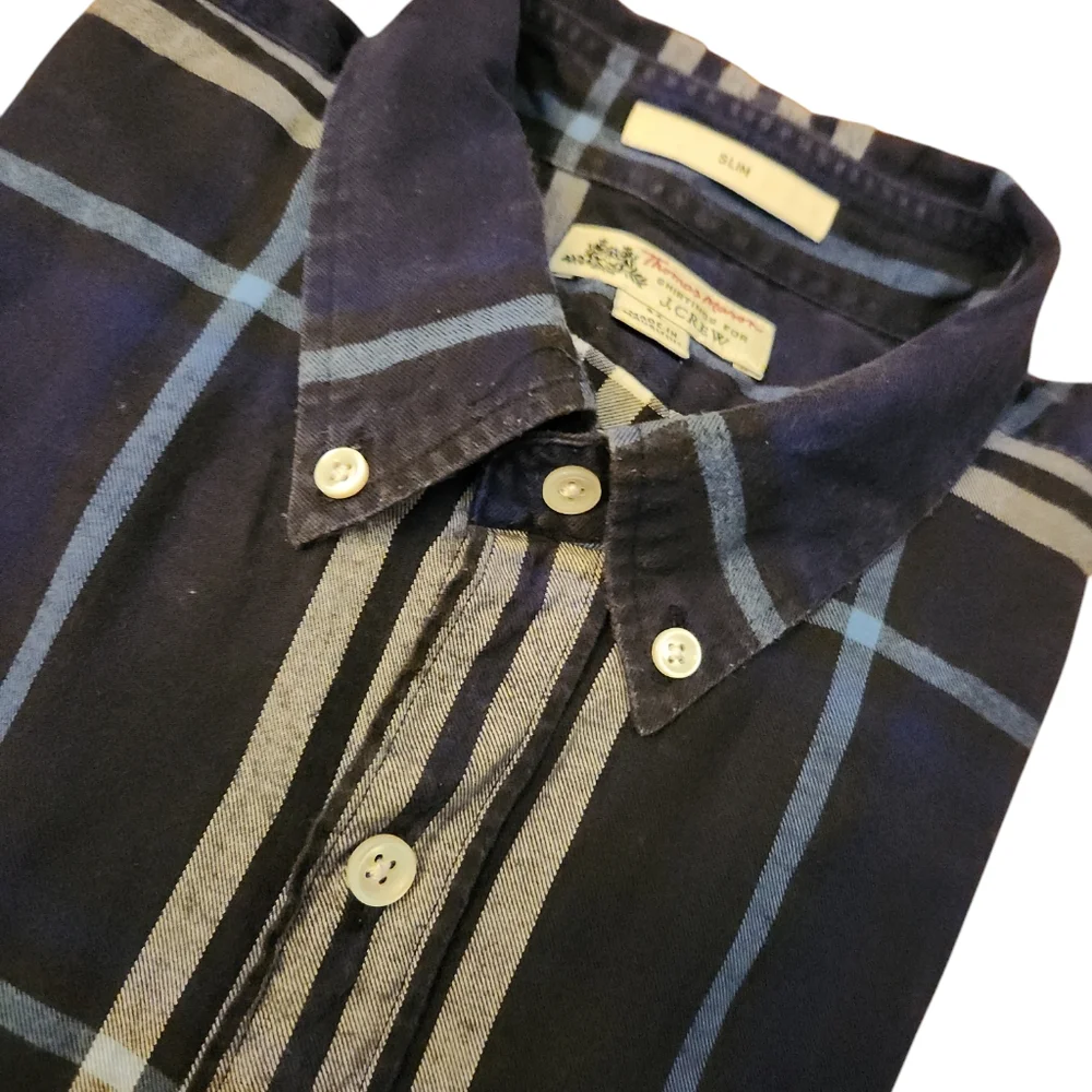 Thomas Mason Shirtings For‎ J. Crew Plaid Long Sleeve Shirt Size Medium Slim